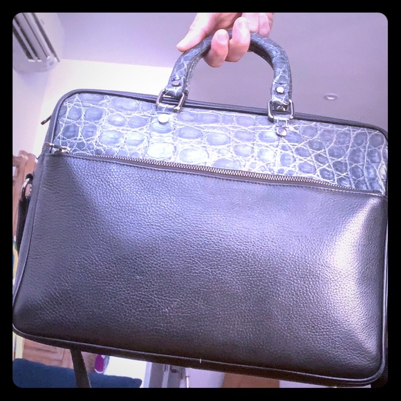 Exotic Crocodile Skinned Bag Dyed Blue Used - Picture 3 of 8